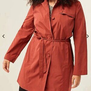 J. Jill Wearever Belted Trench Coat Pottery (Burnt Orange) size XL Petite